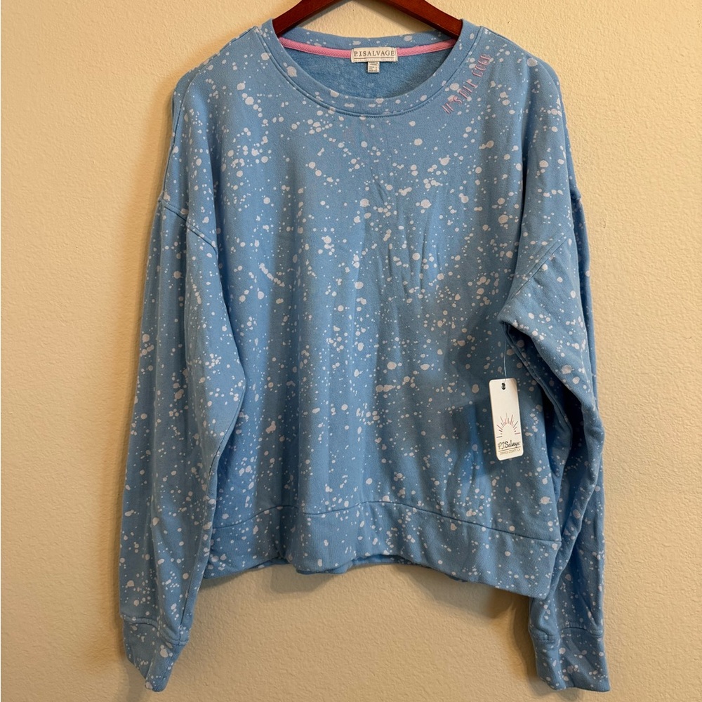 P.J. Salvage Flick of a Brush Long Sleeve Top It’s All Good Sweatshirt Blue L - Picture 5 of 15